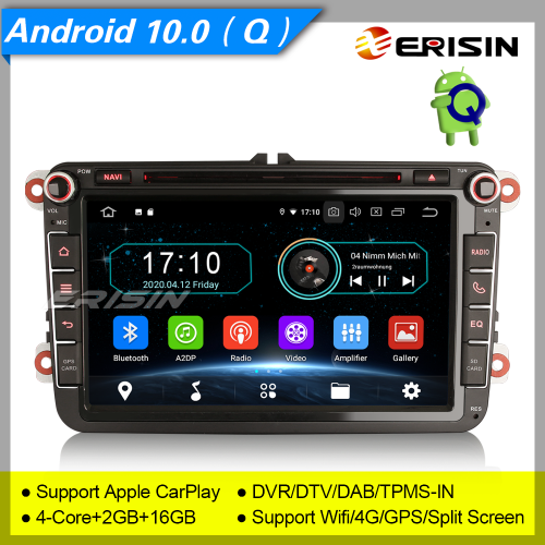 2+16G PX30 Android 10.0 Autoradio For VW Superb Seat Golf Polo Yeti Skoda Passat Touran Tiguan DAB+ TNT GPS DVD TPMS BT 4G 8" Erisin ES5985V