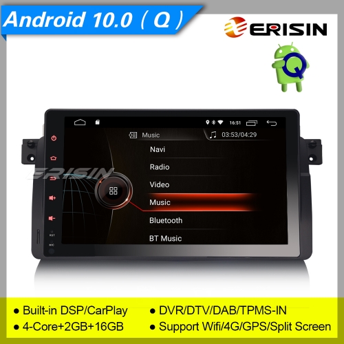 2+16GB 4 Core DSP CarPlay Android 10.0 BMW E46 Car Stereo 3er 318 320 325 M3 Rover 75 MG ZT DAB+ Radio 4G DVR TPMS BT SWC 9" Erisin ES4296B