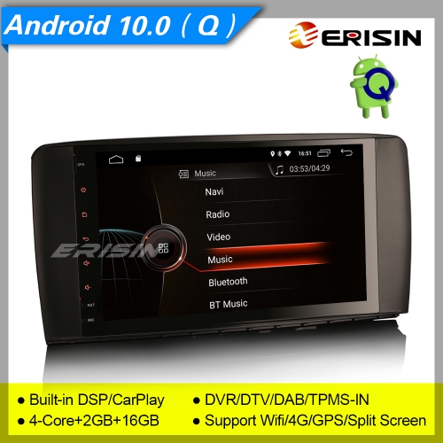 2+16GB 4 Core CarPlay Android 10.0 Mercedes Benz W251 R Class Car Stereo DAB+ Radio Sat Navi DVR DSP TPMS OBD SWC BT GPS 9" Erisin ES4295R