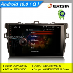 2+16GB 4 Core DSP Android 10.0 Autoradio TOYOTA COROLLA E140 E150 2006-2013 DVR DSP TPMS SWC BT GPS 9" Erisin ES4297A