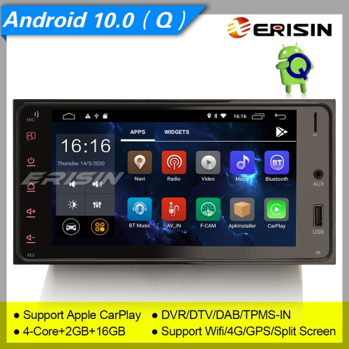 2+16GB 4 Core Android 10.0 Autoradio Toyota RAV4  Corolla Vitz Prado DSP DAB+CarPlay BT DVR GPS 7" Erisin ES2643C