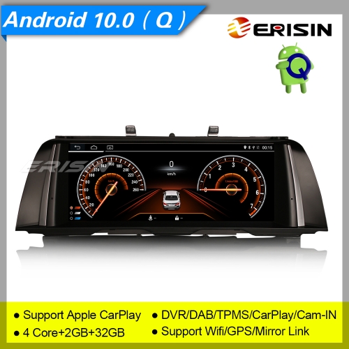 2+32GB MTK6737 Android 10.0 Car Stereo BMW 5er F10/F11 NBT Car OEM Idrive Centric System DAB+ Radio GPS BT SWC DVR TPMS 4G IPS 10.25" Erisin ES2625B