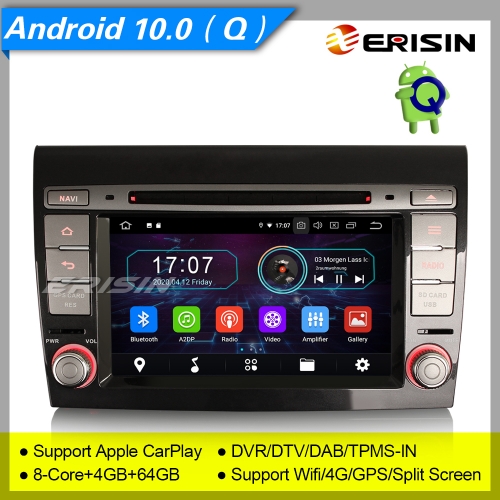 4-64GB PX5 Android 10.0 Fiat Bravo 2007-2014 4G Car DVD Player Car Stereo Sat Navi CarPlay Bluetooth DAB+ DVR TPMS OBD DTV 7" Erisin ES6971F