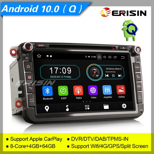 4+64GB PX5 Android 10.0 Car DVD Player For VW Superb Seat Golf Polo Skoda Passat Tiguan Stereo  Sat Navi GPS DAB+ Radio DVR TPMS BT 8" Erisin ES6985V