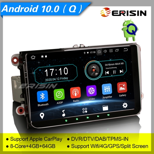 4+64G PX5 Android 10.0 Car Stereo For VW Superb Seat Golf Polo Yeti Skoda Passat Touran Tiguan Sat Navi GPS DAB+ Radio DVR TPMS BT 9" Erisin ES6991V