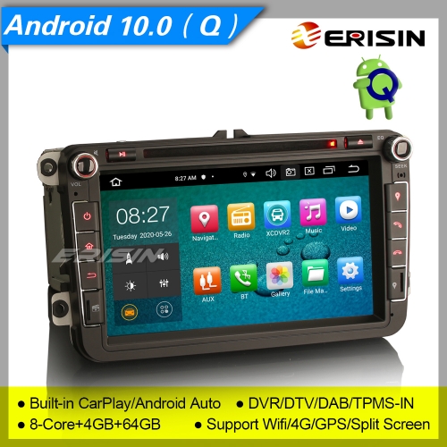 4+64G 8 Core DSP CarPlay Android 10.0 Autoradio For VW Seat Skoda Golf Toledo Altea Yeti DAB+ TNT SWC DVD GPS BT SWC 8" Erisin ES8105V