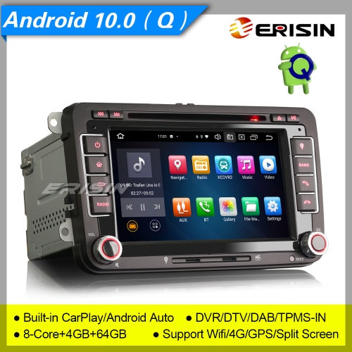 4+64G 8 Core DSP CarPlay Android 10.0 Autoradio For VW Seat Skoda Golf Toledo Altea Yeti DAB+ TNT SWC DVD GPS BT SWC 7" Erisin ES8148V