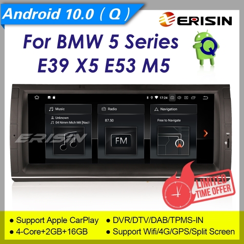 2+16GB PX30 Android 10.0 CarPlay Autoradio BMW E39 E53 BT5.0 5er X5 DAB+ OBD CAM DVR TPMS TNT SWC BT5.0 10.25" Erisin ES5153B