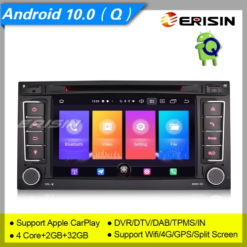 2+32GB 4 Core Android 10 Car DVD Player For VW Touareg Multivan T5 DAB+ Radio Car Stereo Sat Navi CarPlay DVR TPMS 7" Erisin ES2756T
