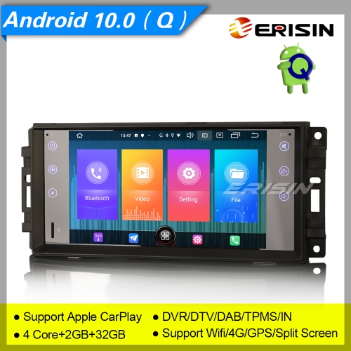 2+32GB 4 Core Android 10.0 Jeep Chrysler Dodge Autoradio DAB+ SWC TNT OBD GPS CarPlay DVR 4G BT TPMS 7" Erisin ES2776J