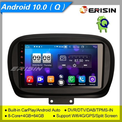 4+64G CarPlay Fiat 500X Car Stereo Android 10.0 DSP DAB+  Radio Sat Navi TPMS PX5 DVR SWC 9" Erisin ES8750F