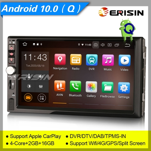 Erisin Car Stereo ES5141U 7" GPS For Nissan Android 10.0 Radio Double 2 Din DAB+SatNav DVR Bluetooth 4G OBD Sat Navi TPMS DVR Wifi CAM Mirror