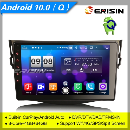4+64G 8 Core CarPlay DSP Android 10.0 TOYOTA RAV4 Car Stereo DAB+ Radio Sat Navi DVR OBD DTV 9" Erisin ES8734R