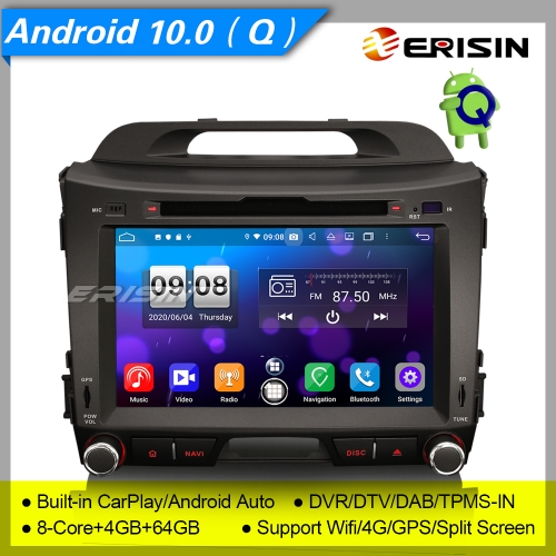 4+64G 8 Core CarPlay DSP Android 10.0 Kia Sportage Car DVD Player Stereo DAB+ Radio Sat Navi DVR OBD DTV 8" Erisin ES8733S