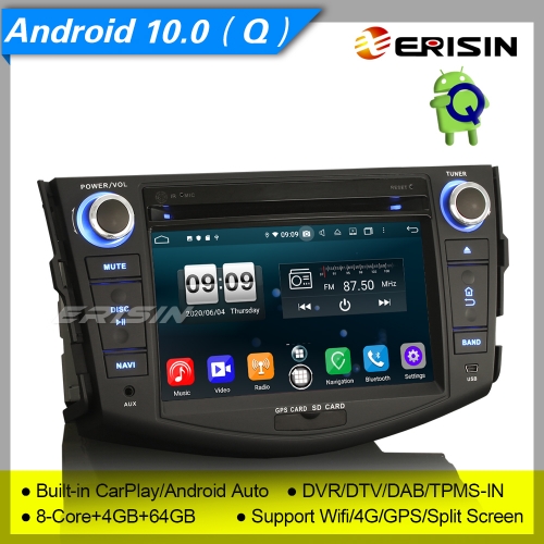 4+64G 8 Core CarPlay DSP Android 10.0 Autoradio TOYOTA RAV4 DAB+ GPS DVD TNT BT SWC DVR TPMS 7" Erisin ES8724R