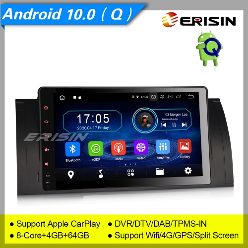 4+64GB PX5 8 Core Android 10.0 Car Stereo Radio BMW 5 Series E53 E39 X5 M5 DAB+ Radio Sat Navi 4G GPS CarPlay BT DVR CAM TPMS 9" Erisin ES6993B