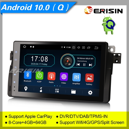 4+64GB PX5 8 Core CarPlay Android 10.0 BMW E46 Car Stereo 318 320 325 3er Rover 75 MG ZT Sat Navi DAB+ Radio GPS BT DVR TPMS OBD 9" Erisin ES6996B