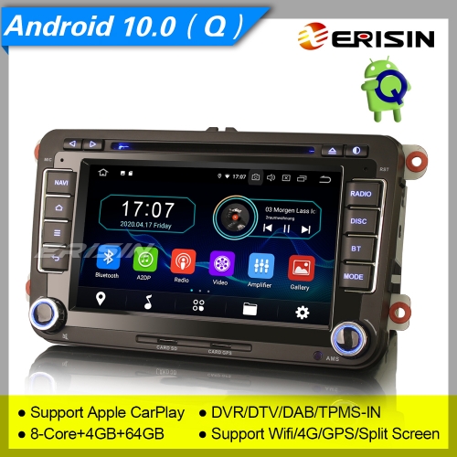 4+64GB PX5 8 Core  Android 10.0 VW SEAT SKODA Golf Jetta Passat Touran Altea Fabia Car DVD Player Car Stereo Sat Navi DAB+4G DVR BT 7" Erisin ES6948V