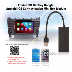 Erisin ES223 CarPlay Dongle USB pour Android Autoradio SatNav boîte miroir pour iPhone IOS Android téléphone portable