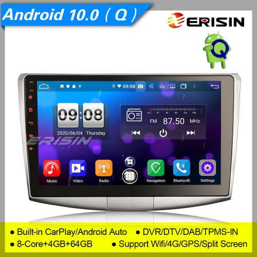 Android 10.0 Autoradio VW Passat B6/B7/CC 2008-2015 DAB+CarPlay 4G BT DSP TPMS 2-UI 10.1" TNT GPS Erisin ES8717P