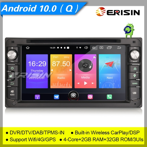 CarPlay DSP 2+32GB 4 Core Android 10.0 Autoradio Toyota RAV4 Hilux Prado RunX DAB+ DVD TNT DVR TPMS GPS BT 6.95" Erisin ES2793C