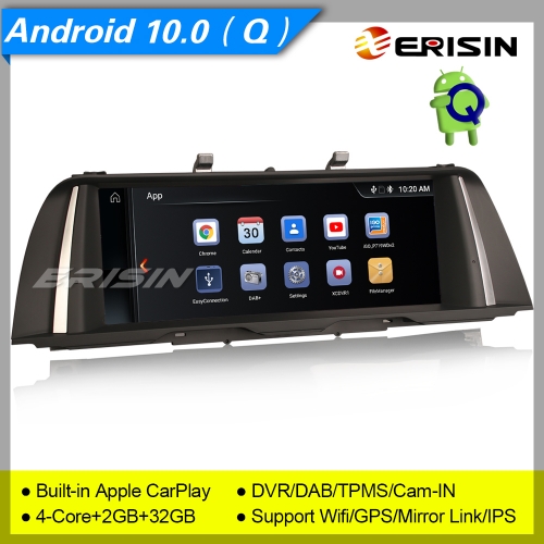 2+32GB MTK8227L Android 10.0 Car Stereo BMW 5er F10/F11 NBT Car OEM Idrive Centric System DAB+ Radio GPS BT SWC DVR TPMS IPS 10.25" Erisin ES3110N