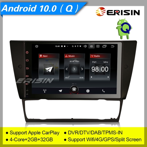 2+32GB 4 Core CarPlay Android 10.0 DAB+ Autoradio BMW E90 E91 E92 E93 3er GPS SWC Bluetooth TPMS BT DVR TPMS 9" Erisin ES2730B