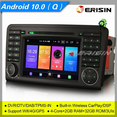 2+32GB 4 Core Android 10.0 Autoradio Mercedes Benz ML W164 GL X164 05-12 DAB+ DVD DTV SWC DVR TPMS GPS 4G BT OBD 7" Erisin ES2783L