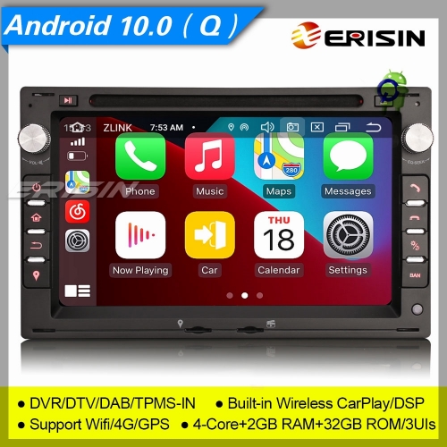 2+32GB 4 Core Android 10.0 Autoradio For VW POLO SEAT LEON SKODA SUPERB PEUGEOT 307 DAB+ DVD DTV SWC DVR TPMS GPS 4G BT OBD 7" Erisin ES2786V