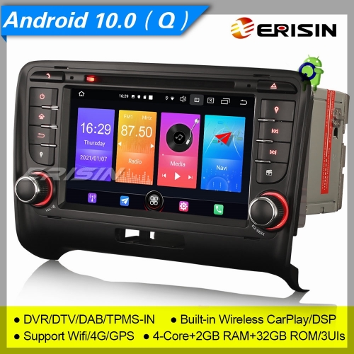 2+32GB 4 Core Android 10 Car DVD Player AUDI TT MK2 2006-2014 DAB+ Radio Car Stereo Sat Navi TPMS SWC DVR BT 7” Erisin ES2779A