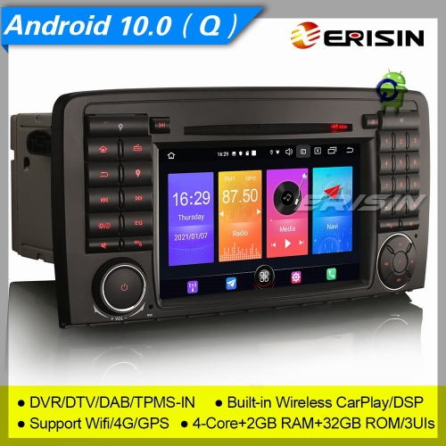 2+32GB 4 Core Android 10.0 Autoradio Mercedes-Benz R-Class W251 2006-2012 DAB+ DVD DTV SWC DVR TPMS GPS 4G BT OBD 7" Erisin ES2781R