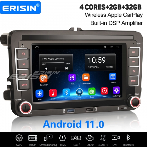 Android 11.0 Satnav CarPlay WiFi OBD2 DAB+ Car Stereo For VW Passat CC Golf 5/6 Jetta Beetle Polo Skoda SEAT ES2255V