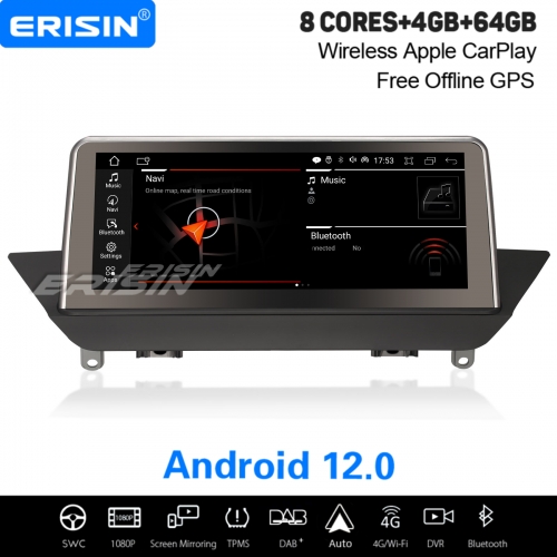 ES3284I 10.25" IPS 4GB+64GB Android 12.0 Autoradio Idrive GPS Wireless CarPlay DAB+ Navigation TPMS DVR Bluetooth WiFi 4G For BMW X1 E84 CIC