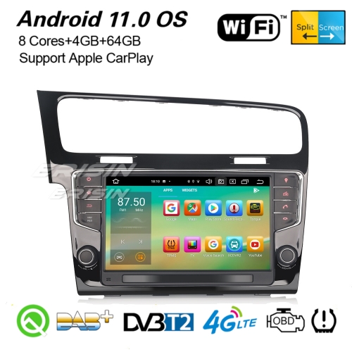 4+64G 8 Core DSP Car Stereo Android 11.0 For VW Golf VII 7 CarPlay DAB+ Radio DTV DVR GPS TPMS CAM OBD 4G Bluetooth SWC USB 9" Erisin ES8111G