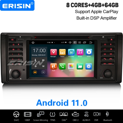4+64G 8 Core Android 11.0 BMW E53 E39 Car DVD Player X5 M5 5er M5 Car Stereo DAB+ Radio DSP CarPlay DVR 7" Erisin ES8139B