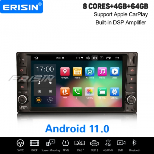 4+64G CarPlay Toyota Car Stereo Android 11.0 DSP DAB+ Radio Sat Navi DSP TPMS PX5 DVR 4G 7" Erisin ES8112C