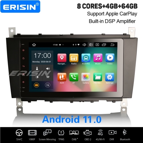 4+64G 8 Core PX5 DSP Android 11.0 Car Stereo Mercedes Benz W203 W209 C CLC CLK Class DAB+ Radio  CarPlay GPS Sat Navi DVR TPMS BT SWC  8" Erisin ES818