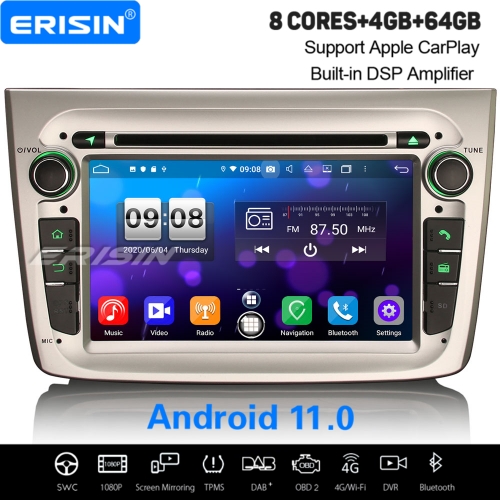 4+64G 8 Core CarPlay DSP PX5 GPS Android 11.0 Alfa Romeo Mito Car DVD Player DAB+ Radio Sat Navi Bluetooth GPS SWC DTV 7" Erisn ES8730SM