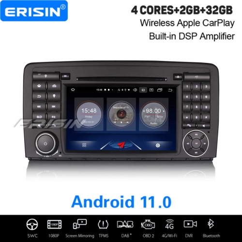 2+32GB 4 Core Android 11 Car DVD Player Mercedes-Benz R-Class W251 2006-2012 DAB+ Radio Car Stereo Sat Navi TPMS SWC DVR BT 7” Erisin ES2781R