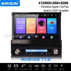 CarPlay DSP 2+32GB 4 Core DSP Android 11 Detachable Single 1 Din Car Stereo DVD Player DAB+ Radio Sat Navi BT 7