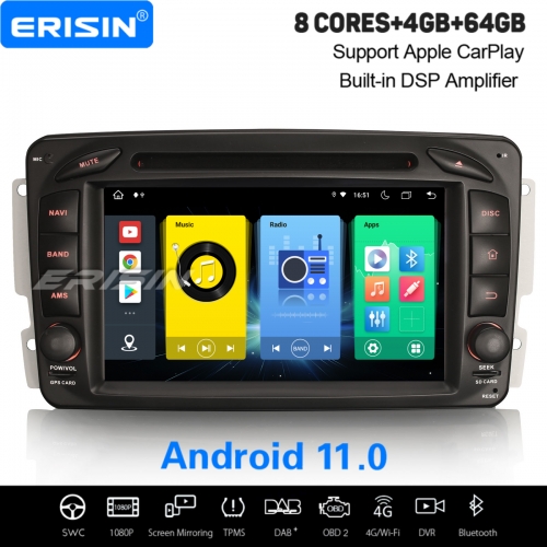 Android 11.0 IPS 64GB Car Stereo 8-UI CarPlay WiFi OBD2 4G DAB+ Satnav For Mercedes-Benz C/CLK/G-Class W203 W209 Viano Vito ES8916C