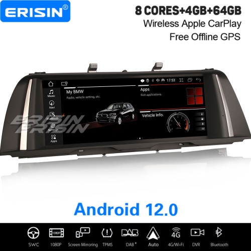 10.25" IPS 8-Cœur 64GB Android 12 Car Stereo For BMW 5er F10/F11 CIC Idrive Apple CarPlay DAB+ Satnav TPMS DVR Bluetooth WiFi ES3210I