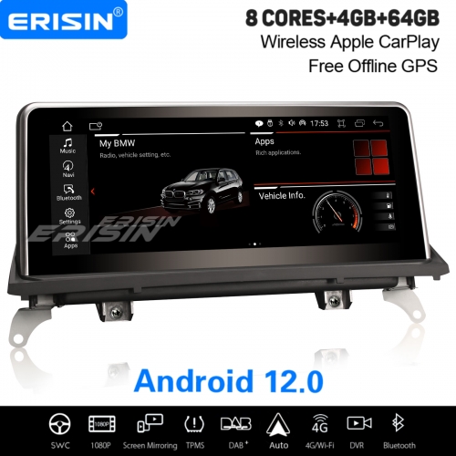 10,25" IPS 8-Cœur 64GB Android 12 Autoradio Pour BMW X5 E70 X6 E71 CIC Idrive Apple CarPlay DAB+ Navi TPMS DVR Bluetooth WiFi ES3270I