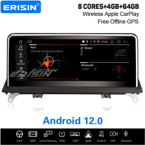 10.25" IPS 8-Cœur 64GB Android 12 Car Stereo For BMW X5 E70 X6 E71 CCC Idrive Apple CarPlay DAB+ Satnav TPMS DVR Bluetooth WiFi ES3270C