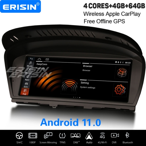 8,8" IPS 64GB Android 11 Autoradio Pour BMW 3er E90/91/92/93 5er E60/61/63/64 CCC CIC Idrive CarPlay DAB+ Navi TPMS DVR Bluetooth WiFi ES3660B