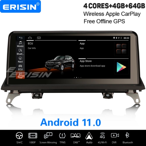 10.25" IPS 64GB Android 11.0 Car Stereo For BMW X6 E71 X5 E70 CIC Idrive CarPlay DAB+ Satnav TPMS DVR Bluetooth WiFi 4G ES3670I