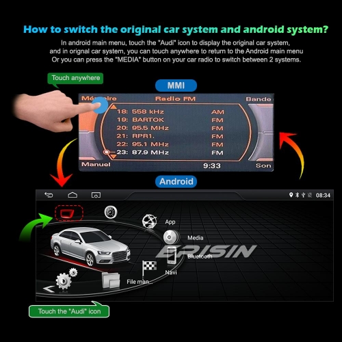 Autoradio Android 14 Pour Audi A4/A5/B8/S4/S5 - Écran 10,25 Pouces, 4 Go RAM, GPS, CarPlay, 4G, DAB+