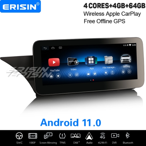 10,25" IPS 64GB Android 11.0 Autoradio Pour Mercedes-Benz E-Classe W212 CarPlay DAB+ Navi TPMS DVR Bluetooth WiFi 4G ES3652E