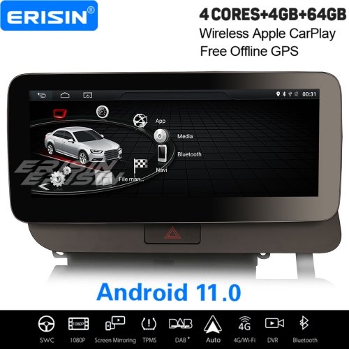 10.25" IPS 64GB Android 11.0 Car Stereo For Audi Q5 2009-2016 CarPlay&Android Auto DAB+ Satnav Canbus TPMS DVR Bluetooth WiFi 4G ES3675Q