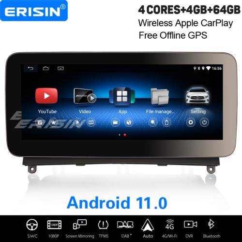 10,25" IPS 64GB Android 11.0 Autoradio Pour Mercedes BENZ C-Classe W204 CarPlay DAB+ Navi TPMS DVR Bluetooth WiFi 4G ES3640C